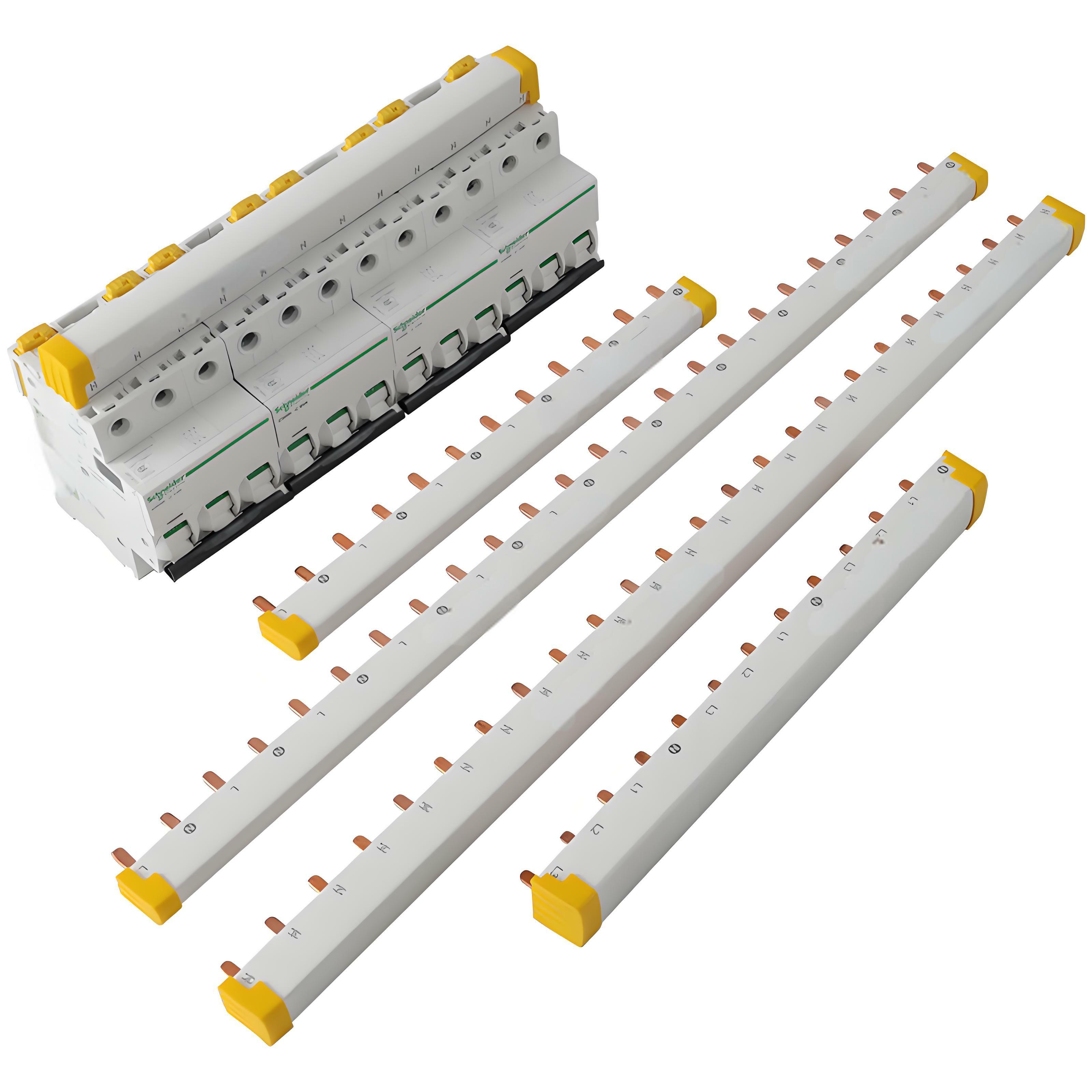 Electrical Busbar with End Cover Protection, 1p+N Air Circuit Breaker with Residual Current Protection, Connecting Copper Plate, Terminal Block