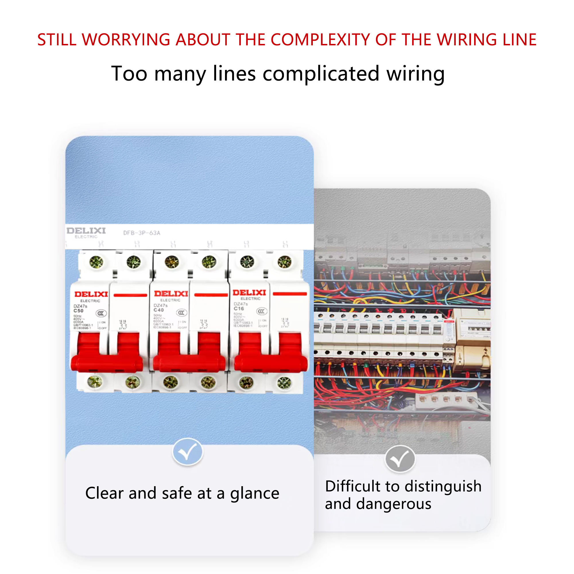 Electrical Busbar with End Cover Protection, 1p+N Air Circuit Breaker with Residual Current Protection, Connecting Copper Plate, Terminal Block